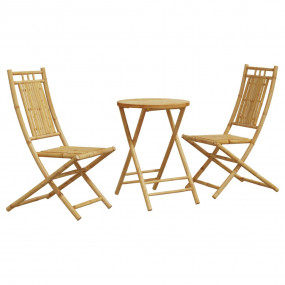 Bistro Set Natural Bamboo Bamboo Medium Foldable Bistro...