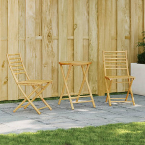 Bistro Set Natural Bamboo Bamboo Standard Size Foldable