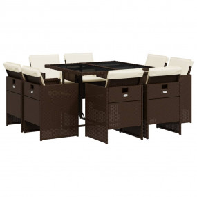 Patio Dining Set Set of 8 Brown PE rattan 8-seater Fold...