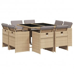 Patio Dining Set Set of 8 Mix beige and black, Light gr...
