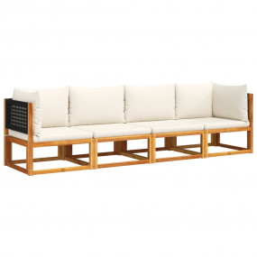 Garden Sofa Set Black Solid Acacia wood Large Modular