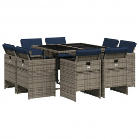 Patio Dining Set Set of 8 Gray, Navy Blue