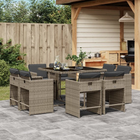 Patio Dining Set Set of 8 Gray PE Rattan 8-seater Folda...
