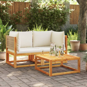Garden Sofa Beige, cream white Solid acacia wood, PE ra...