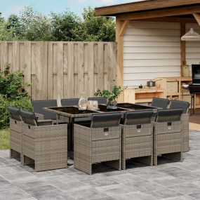 Patio Dining Set Set of 10 Gray