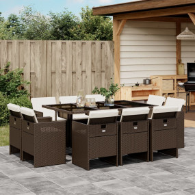 Patio Dining Set Set of 10 Brown and black