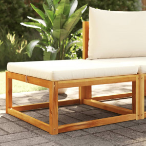 Garden Footstool Cream Solid Acacia wood Medium Removab...
