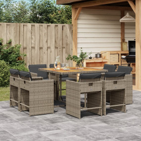 Patio Dining Set Set of 8 Gray, Dark Gray, Brown