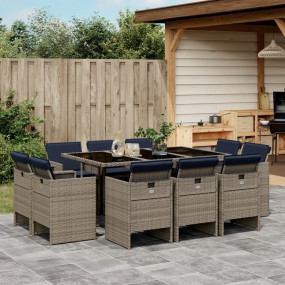 Patio Dining Set Set of 10 Grey Poly Rattan 10-seater F...
