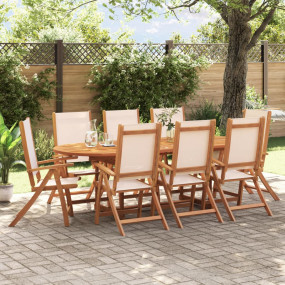 Folding Garden Chair Set of 8 Cream