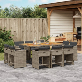 Patio Dining Set Set of 10 Gray PE rattan 10-seater Fol...