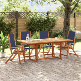 Folding Garden Chair Set of 4 Blue Solid Acacia wood, T...