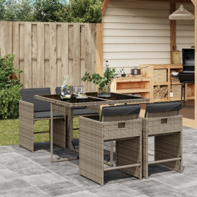 Patio Dining Set Set of 4 Grey, Dark Grey, Black