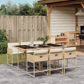 Garden Dining Set Beige, Black, Cream White