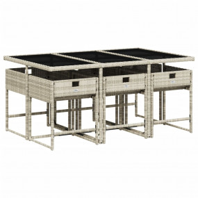 Garden Dining Set Light Grey Poly Rattan 65 inches Fold...
