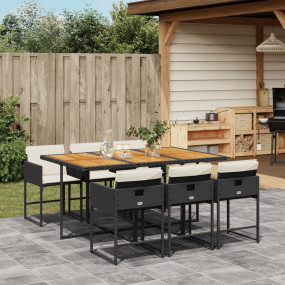 Garden Dining Set Black, Cream White, Brown