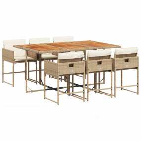 Garden Dining Set Beige PE rattan, Steel, Acacia wood 7...