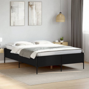 Bed Frame Black Engineered wood King Size Modern Bed Fr...