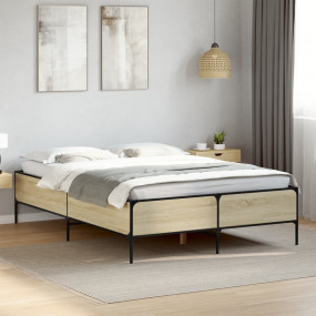 Bed Frame Sonoma Oak Engineered wood, steel King Size D...