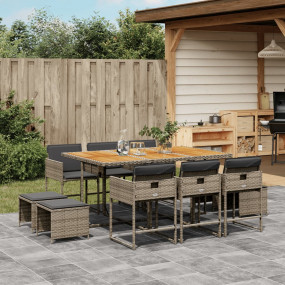 Garden Dining Set Gray and Brown