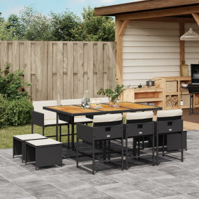 Garden Dining Set Black and Brown