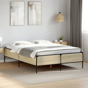 Bed Frame Sonoma oak Engineered wood, steel Double Dura...