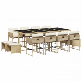 Garden Dining Set Beige and black
