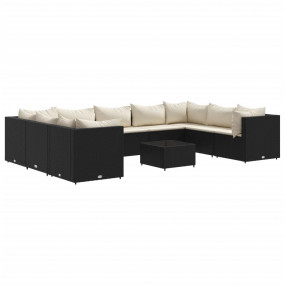 Patio Lounge Set Black, Cream White