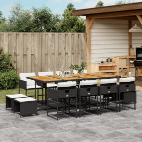 Garden Dining Set Black PE rattan 12-seater Foldable