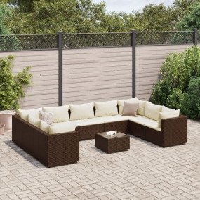 Patio Lounge Set Brown, Cream