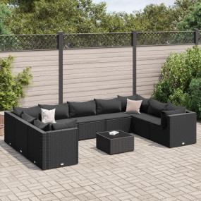 Patio Lounge Set Black PE rattan Medium Modular