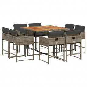 Patio Dining Set Set of 8 Gray PE rattan 9 Piece Set Fo...