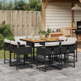 Patio Dining Set Set of 8 Black PE rattan Large Collaps...