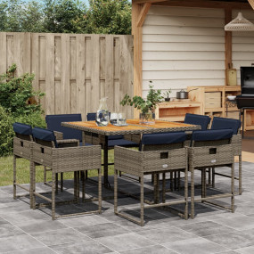 Patio Dining Set Set of 8 Gray PE rattan 9 Piece Set Fo...