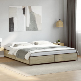 Bed Frame Sonoma Oak Engineered Wood Super King Bed Fra...