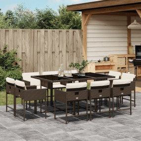 Patio Dining Set Set of 10 Brown