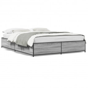 Bed Frame Grey Sonoma Engineered wood, steel Double Dur...