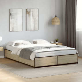 Bed Frame Sonoma Oak Engineered Wood Small Double Durab...