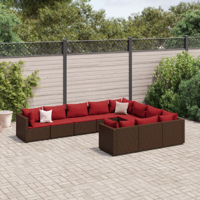 Patio Sofa Set Brown and Cinnamon Red