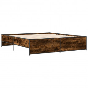 Bed Frame Smoked Oak Engineered wood, steel Double Toug...
