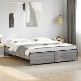 Bed Frame Grey Sonoma Engineered wood, steel 79 x 79 in...