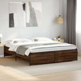 Bed Frame Brown Oak Engineered wood, Metal 79.9 x 79.9 ...