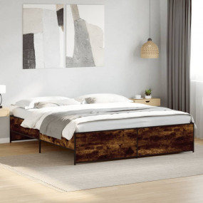 Bed Frame Smoked Oak Engineered Wood Super King Durable