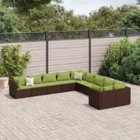 Patio Sofa Set Set of 10 Brown
