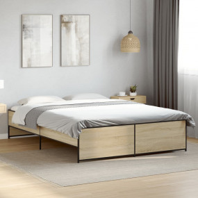 Bed Frame Sonoma oak Engineered wood King Modern Bed Fr...
