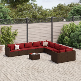 Patio Sofa Set Set of 10 Brown, Cinnamon red