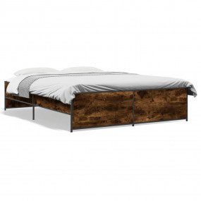 Bed Frame Smoked Oak Engineered Wood, Steel King Durabl...