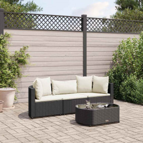 Patio Sofa Set Set of 3 Black PE rattan Adjustable Feet