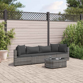 Patio Sofa Set Set of 4 Gray PE rattan Medium Adjustabl...