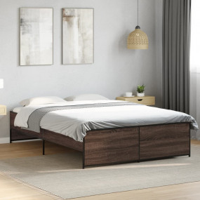 Bed Frame Brown Oak Engineered wood, steel Full Durable